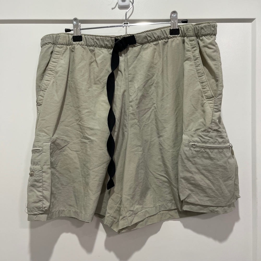 Columbia Mens Cargo Shorts Khaki Tan Nylon Belted Hiking Outdoor Size L